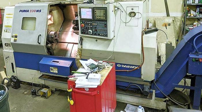 Used 2001 DAEWOO PUMA 230MSC CNC Live Tooling and Sub Spindle Turning Center