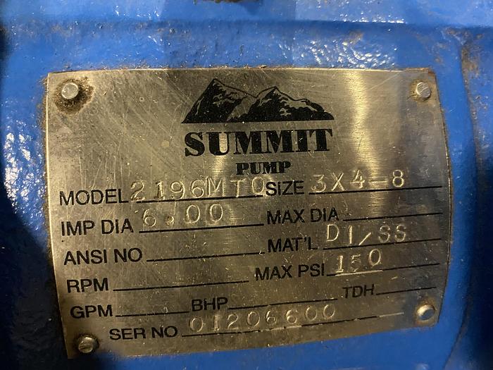 Used SUMMIT BACK PULL OUT PART POWER END SIZE 3X4-8 UNUSED SPARE
