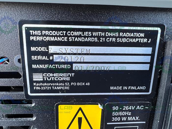 Used Coherent Tutcore  F-System Laser System