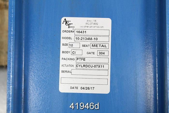Unused Orbinox 10" 10-2134M-10 Air Operated Knife Gate Valve #41946