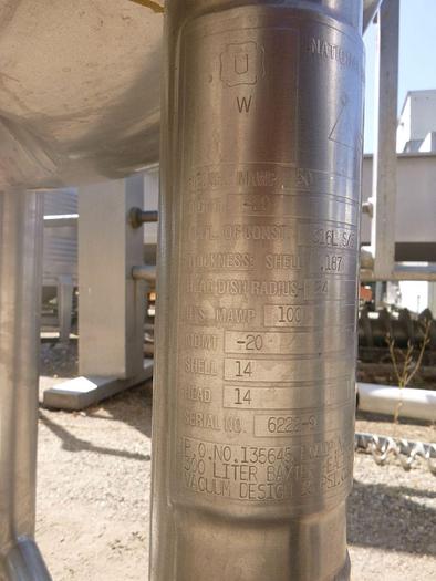 Used Tank, 79 Gallon, 316L Stainless Steel, Jacketed, 50 PSI, Fermenter, C #L744278