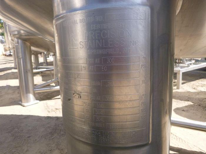 Used Reactor, 660 Gallon, 316L S/st, Jkt, 50 PSI, Precision F #S744224