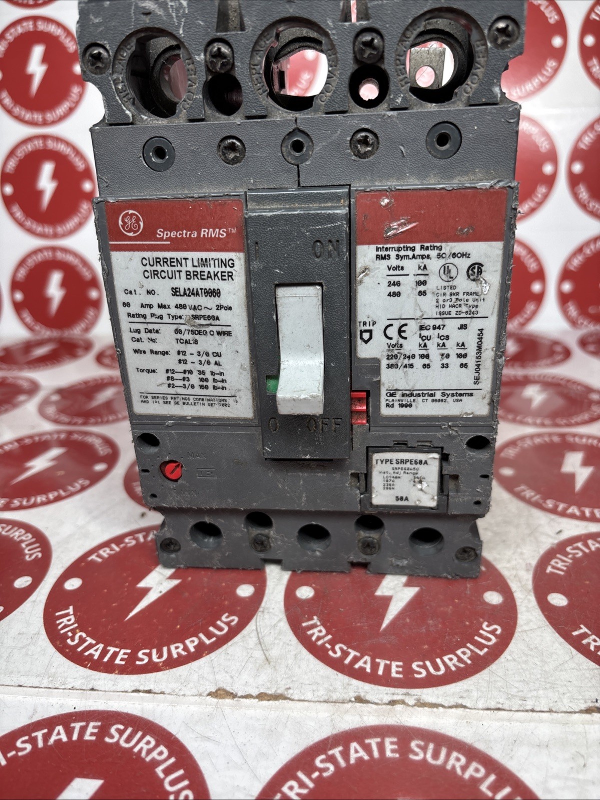 Used GE SELA  SELA24AT0060 2 POLE 480V 60 AMP CIRCUIT BREAKER 50 Amp Trip 🔴🔴