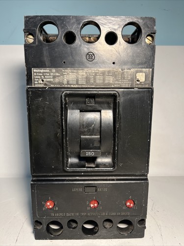 Used KA3225F WESTINGHOUSE 3-POLE CIRCUIT BREAKER 225 AMP FRAME 150 AMP TRIP 600 VAC
