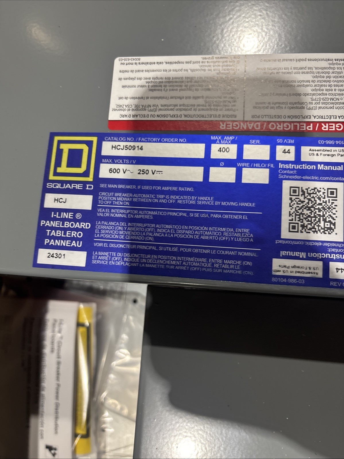 Square D HCJ50914 Panelboard Interior NEW IN BOX I-line Panel Insert WARRANTY🔴