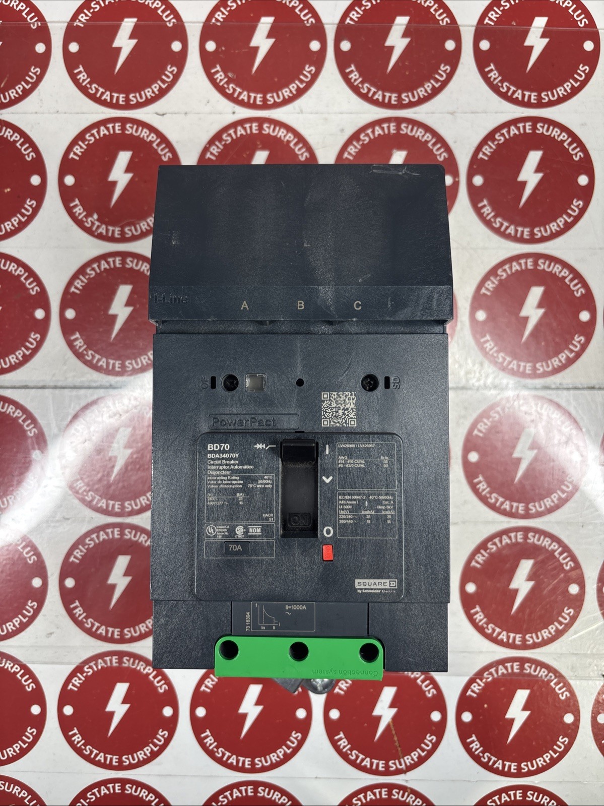 Used SQUARE D BDA34070Y I-Line Circuit Breaker 70A 3P 480V 3PH BDA 70 Amp 🔴🔴