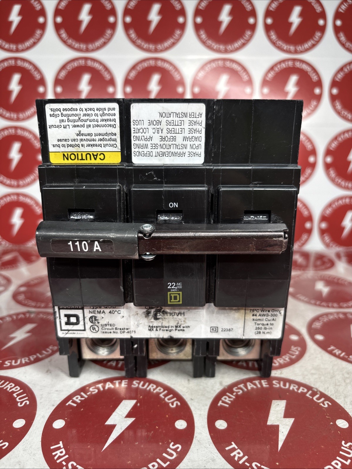 Used NEW SQUARE D QOB3110VH CIRCUIT BREAKER 110 AMP 3P 240V TYPE QOD 110A 3 POLE 🔴🔴