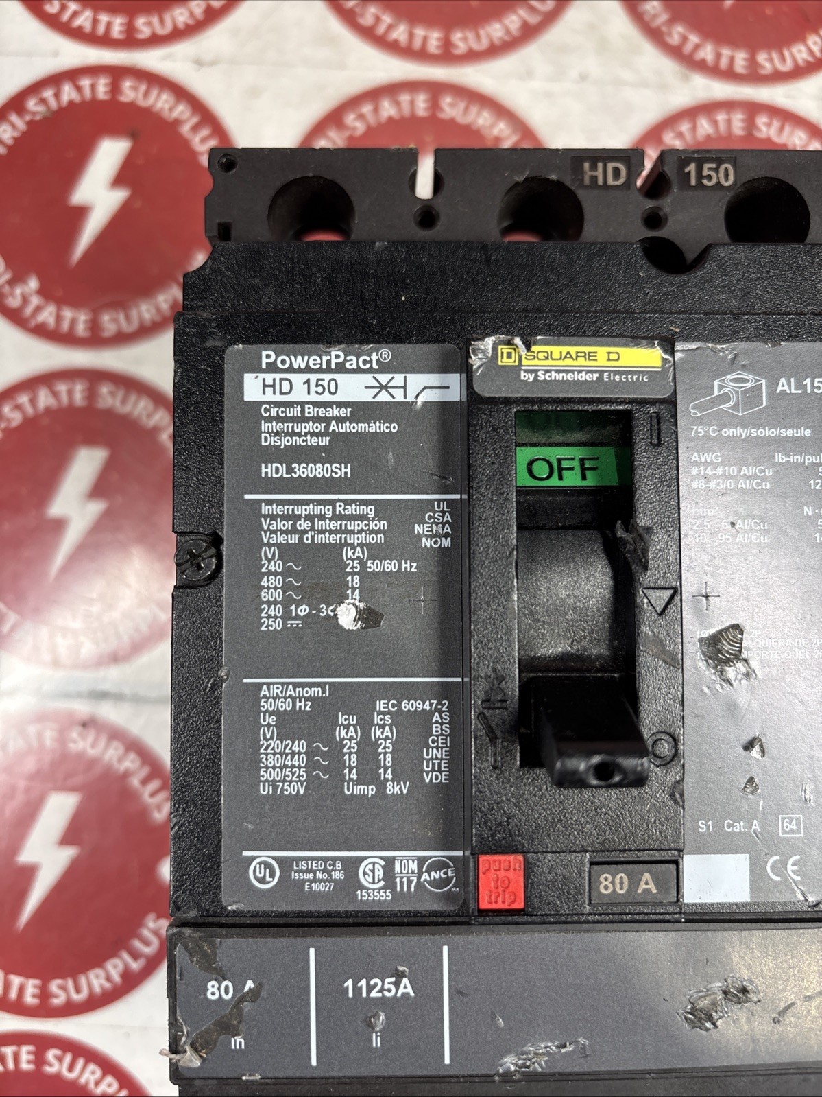 Used HDL36080 Circuit Breaker Schneider HDL36080SH - WARRANTY 🔴🔴