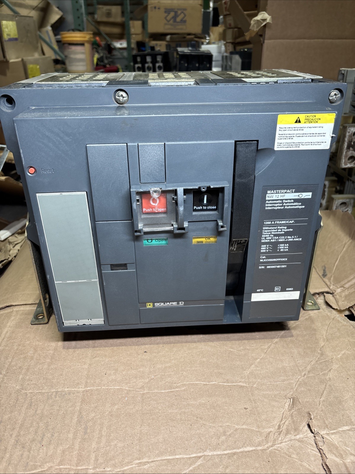 Used SQUARE D NW12HF WL3CCVSSX9CFFFXXCX AUTOMATIC SWITCH CIRCUIT BREAKER 🔴🔴