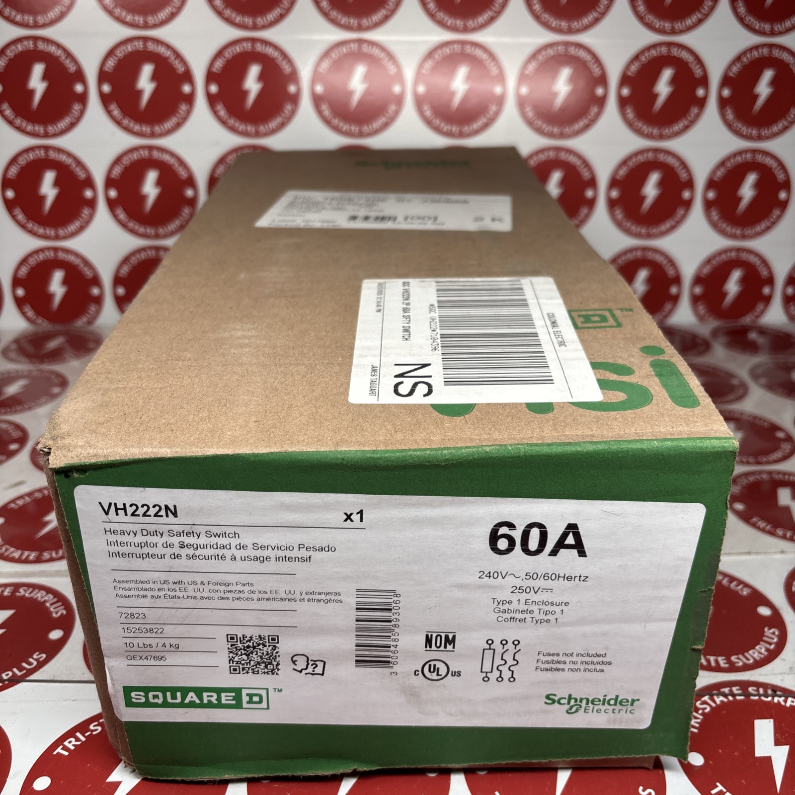 VH222N SQUARE D HEAVY DUTY SAFETY SWITCH FUSED 60A 2P NEMA 🔴🔴