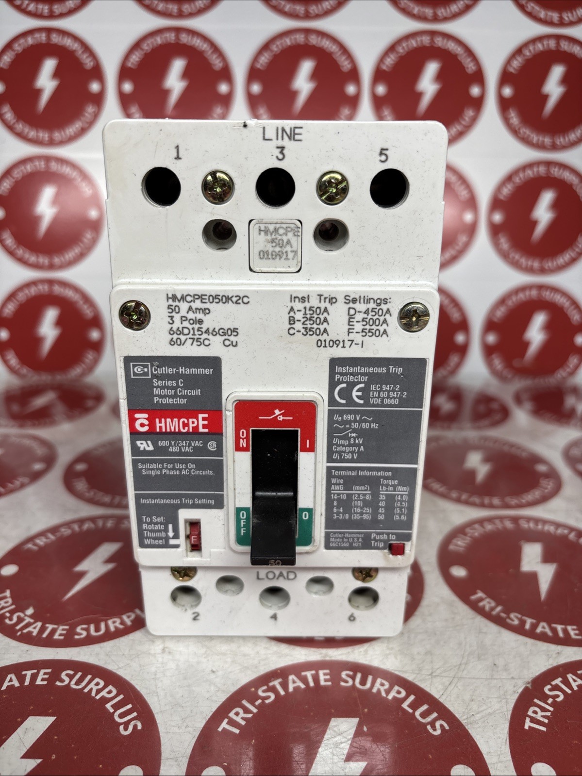 Used Eaton HMCPE050K2C Type HMCPE Motor Circuit Protector 50 AMPS 3 Pole 🔴🔴🔴