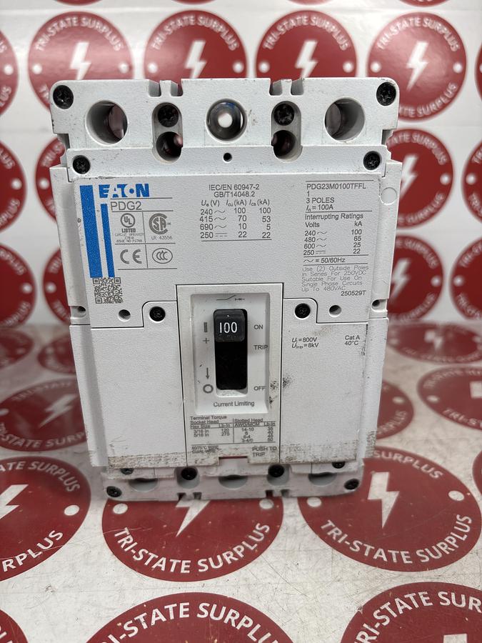 Used Cutler Hammer Eaton PDG23M0100TFFL 100A 3-Pole Circuit Breaker 480V 🔴🔴