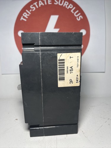Used General Electric GE TED134015GR 3-Pole 15A Industrial Circuit Breakers