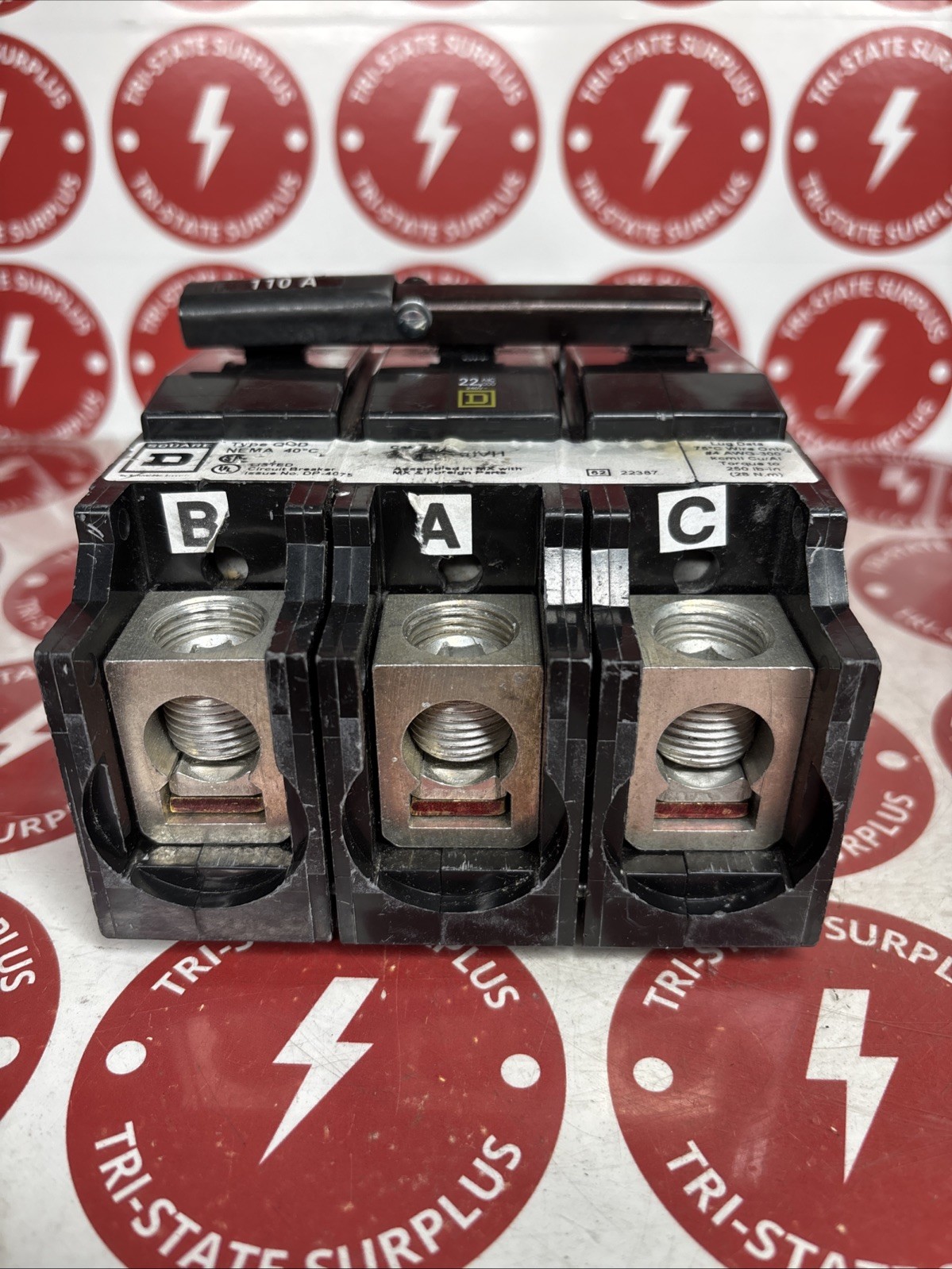 Used NEW SQUARE D QOB3110VH CIRCUIT BREAKER 110 AMP 3P 240V TYPE QOD 110A 3 POLE 🔴🔴