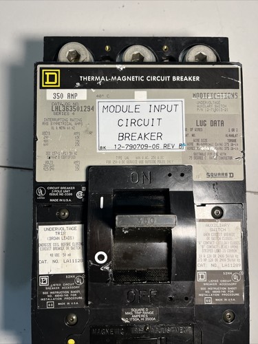 Used SQUARE D LHL363501294 U 350A 600V 3 USED 48Vdc UVR + 1A/1B Aux Swit