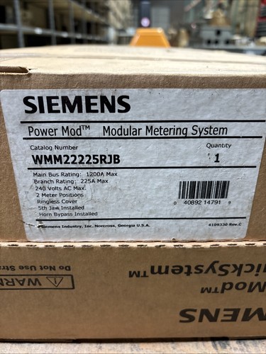 Siemens WMM22225RJB 3ph-in-1ph-out 2-Gang 1200A 225 Amp RING Type Cover, 5th Jaw