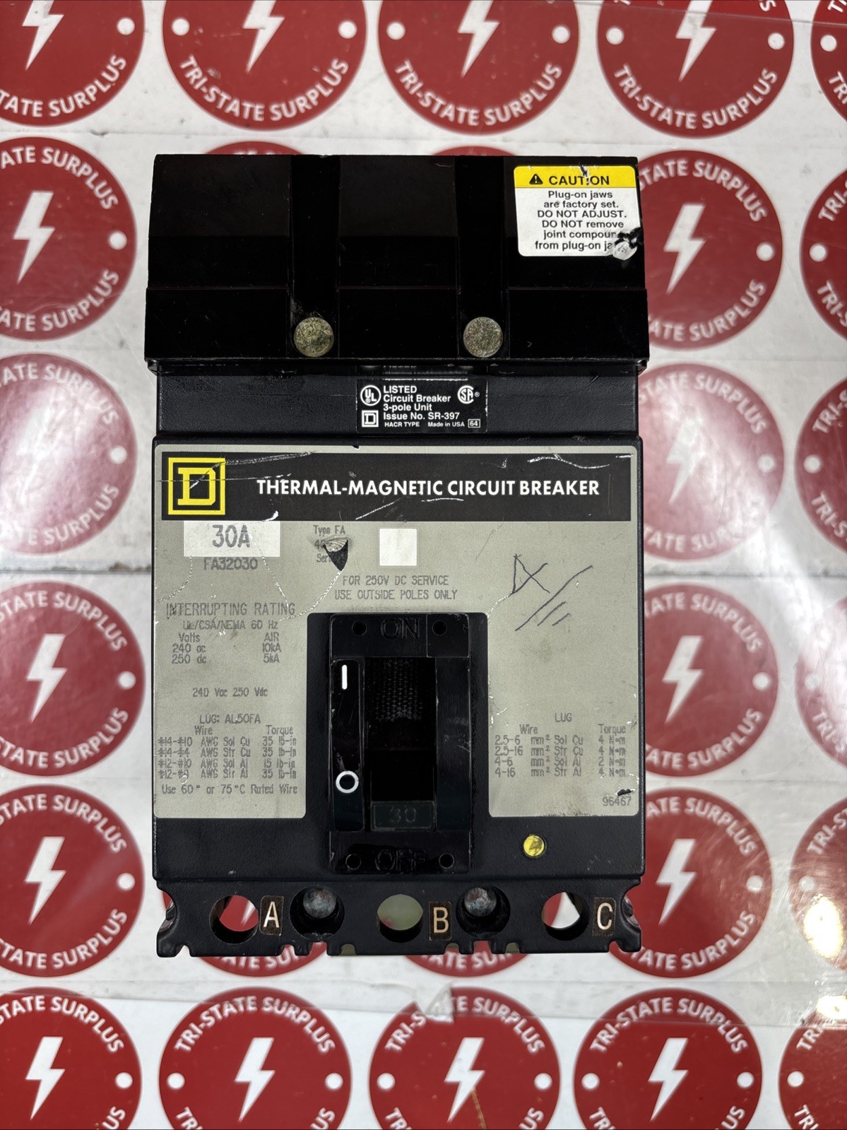 Used Square D Circuit Breaker FA32030 30 Amp 240 Volt 3 Pole 🔴🔴