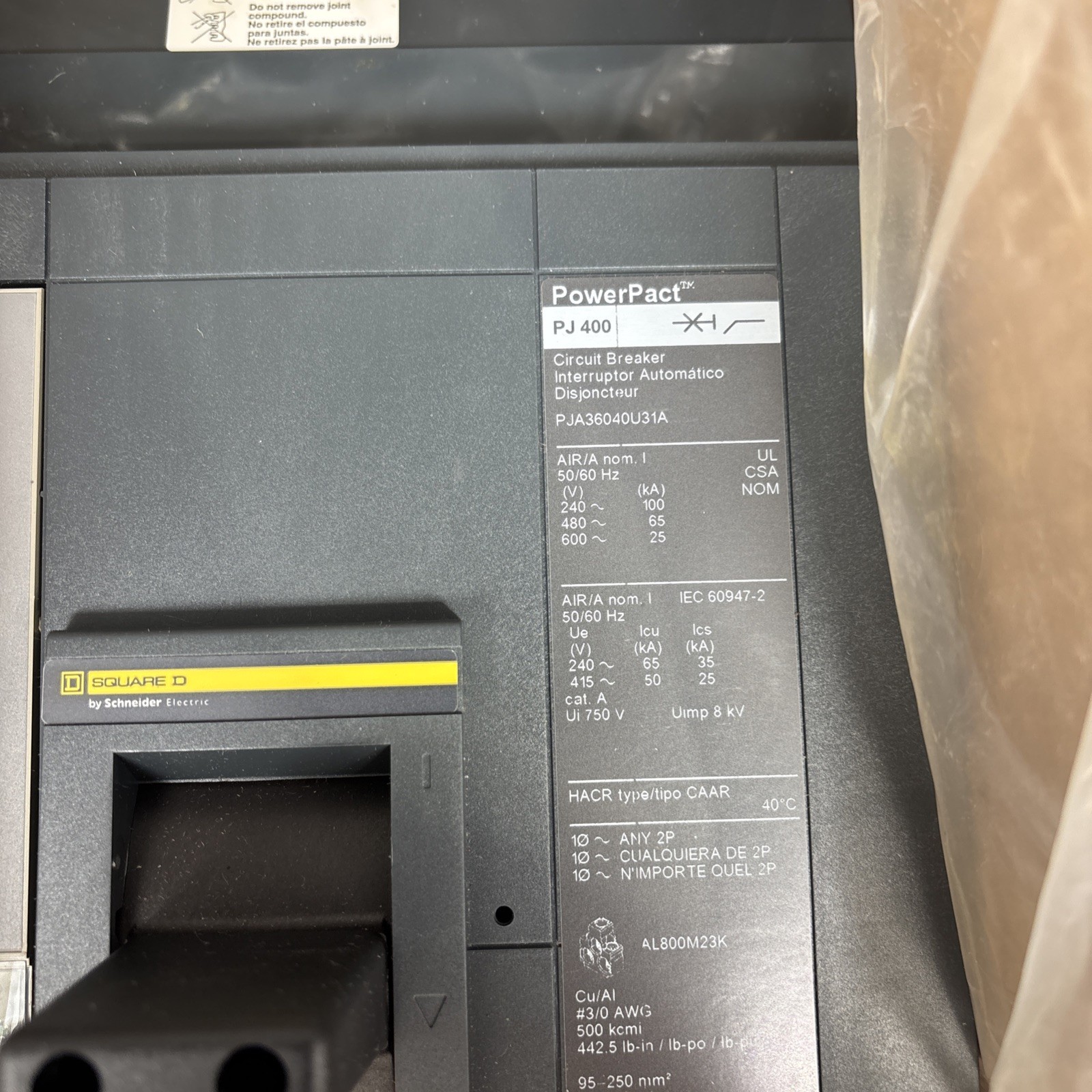 NEW SQUARE D PJA36040U31A 400 AMP 600 V CIRCUIT BREAKER 3 POLE 🔴🔴🔴