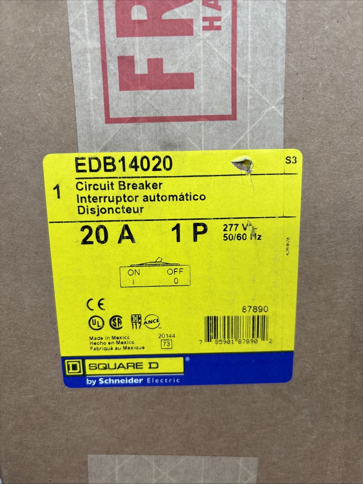 NEW Square D EDB14020 Circuit Breaker 20A 1-Pole 277V 🔴🔴