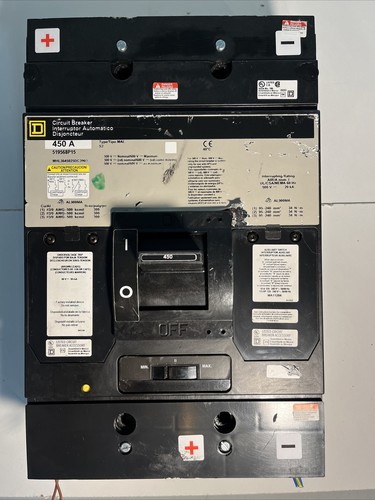 Used MHL3645025DC3903 Square D MHL 450A Circuit Breaker UNDERVOLTAGE & AUXILIARY