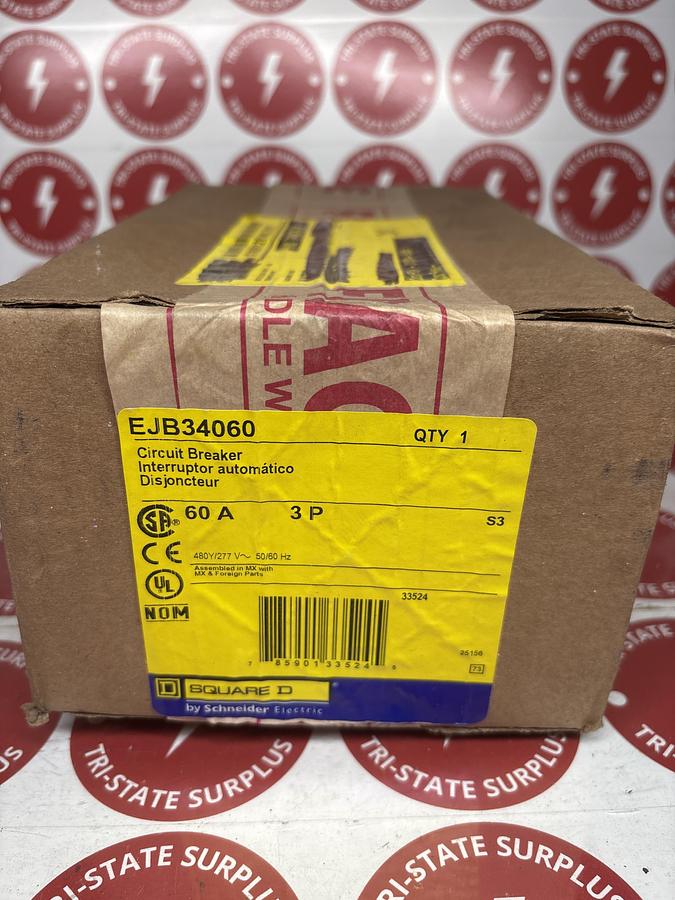 Square D EJB34060 Circuit Breaker 480V 3 Pole 60 Amp NIB 🔴