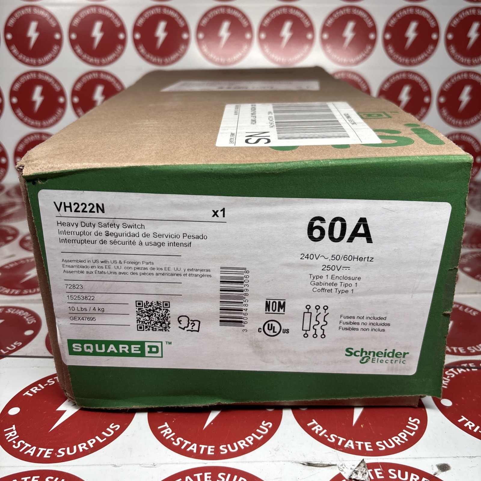 VH222N SQUARE D HEAVY DUTY SAFETY SWITCH FUSED 60A 2P NEMA 🔴🔴