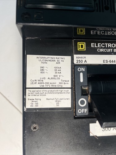 Used Square D MXL36300 Breaker Micrologic ARP075 ES-64419