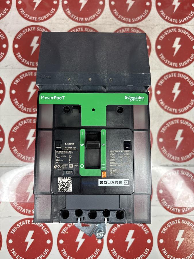 NEW PULL OUT Square D BJA36125 3 Pole 125 Amp 600 Vac PowerPact I-Line Breaker