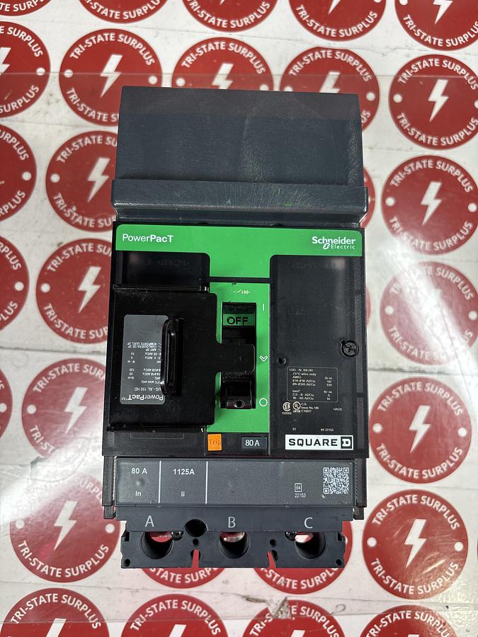 Refurbished Square D HJA36080 PowerPact 80A 600V I-Line Circuit Breaker 🔴