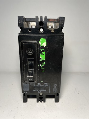 Used EB2100 2P 100 AMP 240 VAC WESTINGHOUSE CIRCUIT BREAKER *FLAWED*