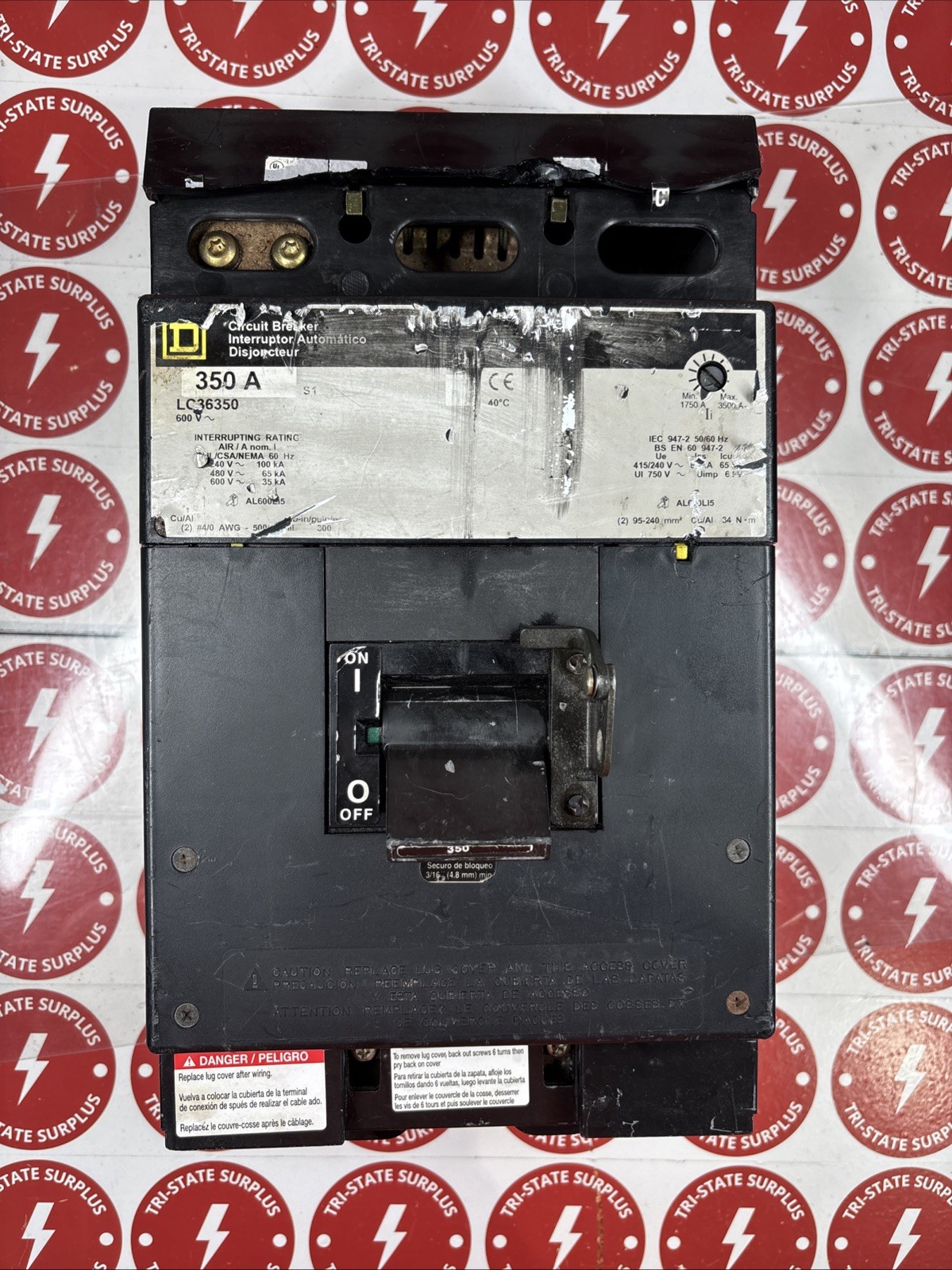 Used Square D LC LC36350 3 Pole 350 Amp 600V Gray Label Circuit Breaker *DAMAGED*🔴