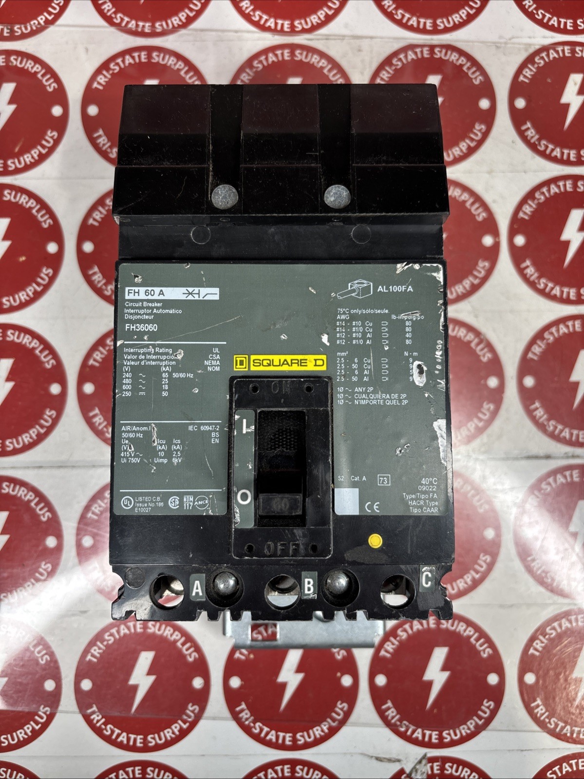 Used TESTED Square D Circuit Breaker FH36060 60A 3 Pole 25kA @ 480V I line FH 🔴🔴