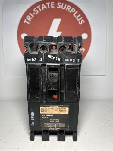 Used ITE Siemens E43B070, 70 Amp, 480 Volt, 3P, 18K, Circuit Breaker