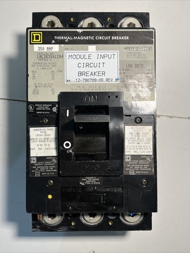 Used SQUARE D LHL363501294 U 350A 600V 3 USED 48Vdc UVR + 1A/1B Aux Swit
