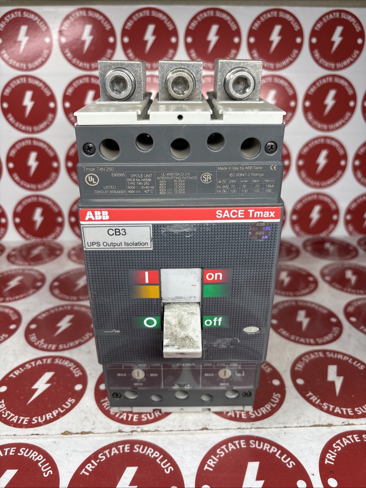 Used ABB SACE TMAX T4N 250 Amp 600V 3 Pole Circuit Breaker 🔴🔴