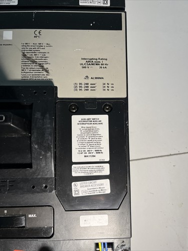 Used MHL3645025DC3903 Square D MHL 450A Circuit Breaker UNDERVOLTAGE & AUXILIARY