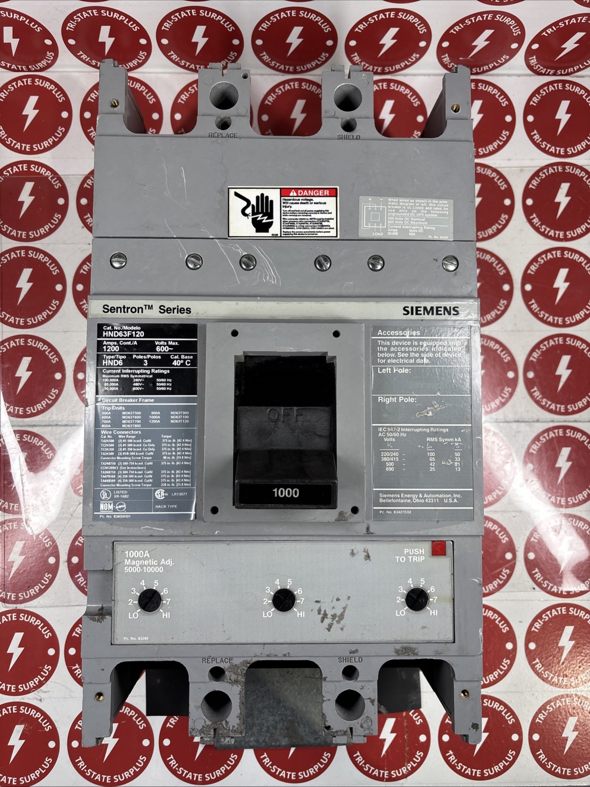 Used Siemans HND63F120 1200 amp 600 volt 3 pole breaker WARRANTY 🔴🔴
