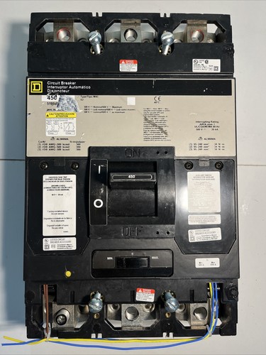 Used MHL3645025DC3903 Square D MHL 450A Circuit Breaker UNDERVOLTAGE & AUXILIARY
