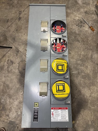 Used SQUARE D EZMR314-200, 800A, 120/208V Meter Stack, (4) 200A, 5 Term Sockets 🔴🔴