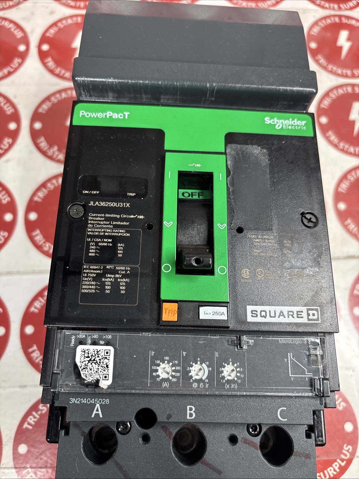 Used JLA36250U31X Square D 250A 600V 3P I-Line Circuit Breaker  w/ LI 3.2 Trip 🔴🔴🔴