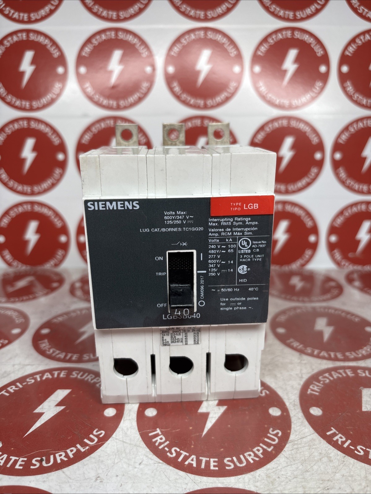Used Siemens LGB LGB3B040 3 Pole 40 Amp 600v Bolt On Circuit Breaker 🔴🔴🔴