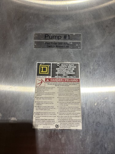 Used H364DS Square D by Schneider Electric Series Stainless Typed 3 3R Fusible Switch