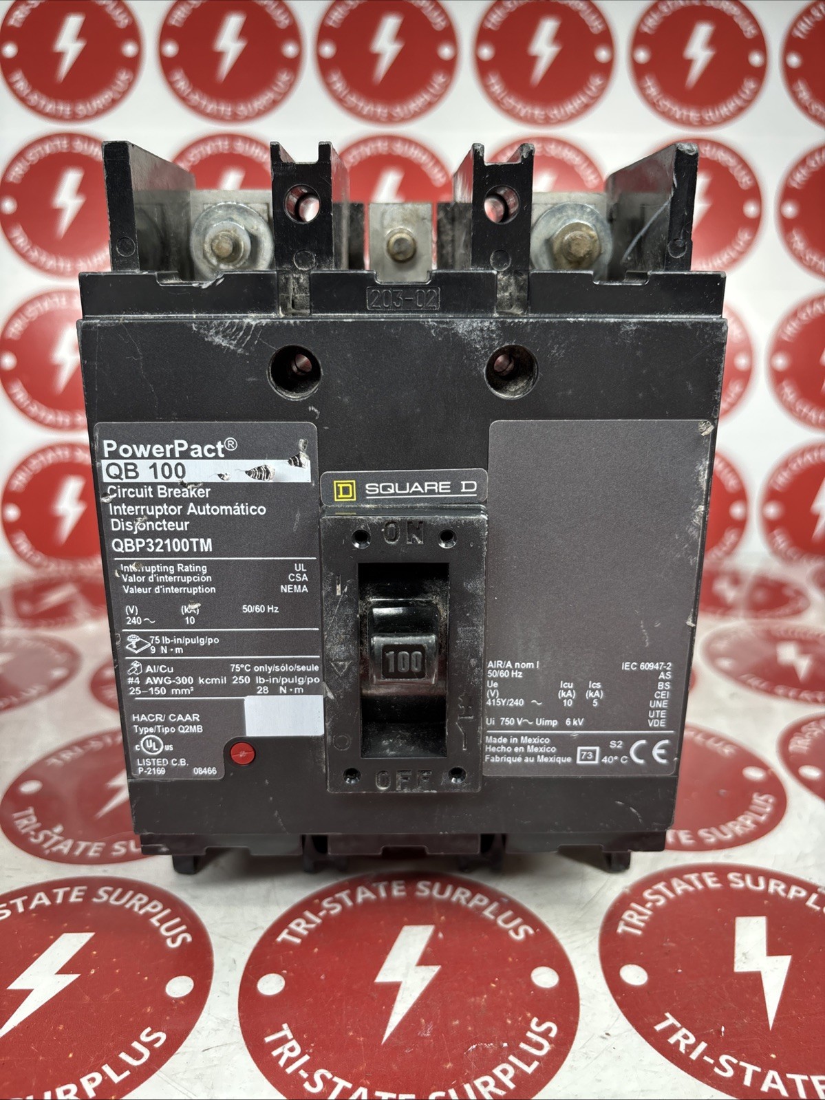 Used Schneider Electric PowerPact QBP32100TM Black 240VAC 50/60Hz Circuit Breaker 🔴