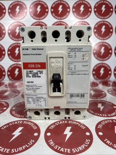 Used Eaton EDB3175 175 Amp 240V 3 Pole EDB 22k Circuit Breaker-Warranty 🔴🔴🔴🔴