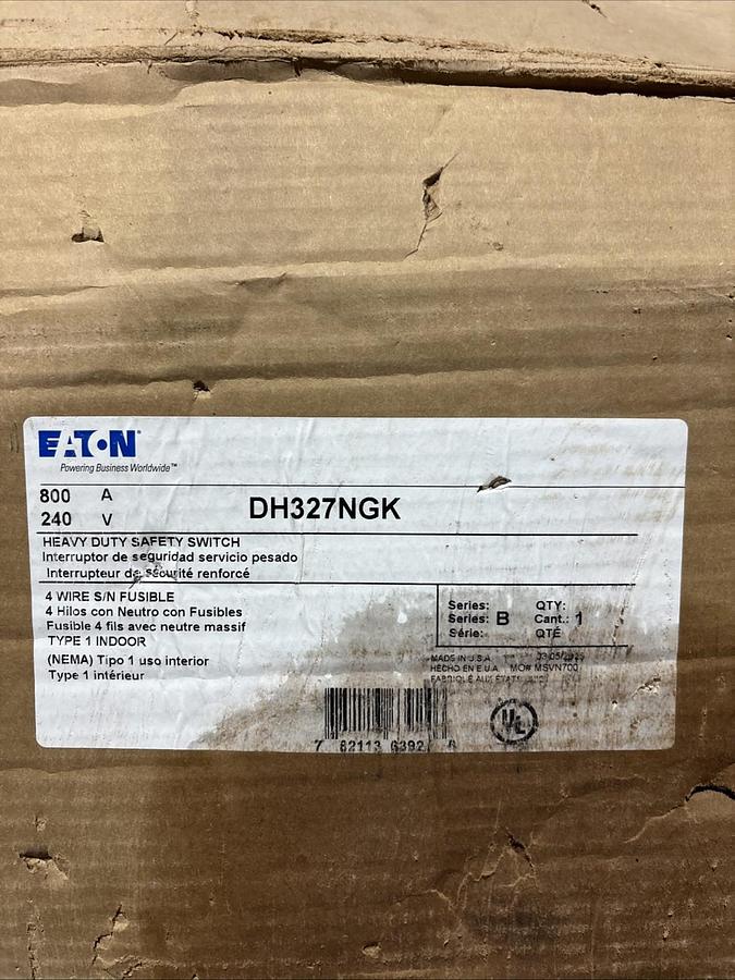 EATON DH327NGK 800 amp 240v Fused Indoor 3 Phase Disconnect Switch NEW🔴🔴