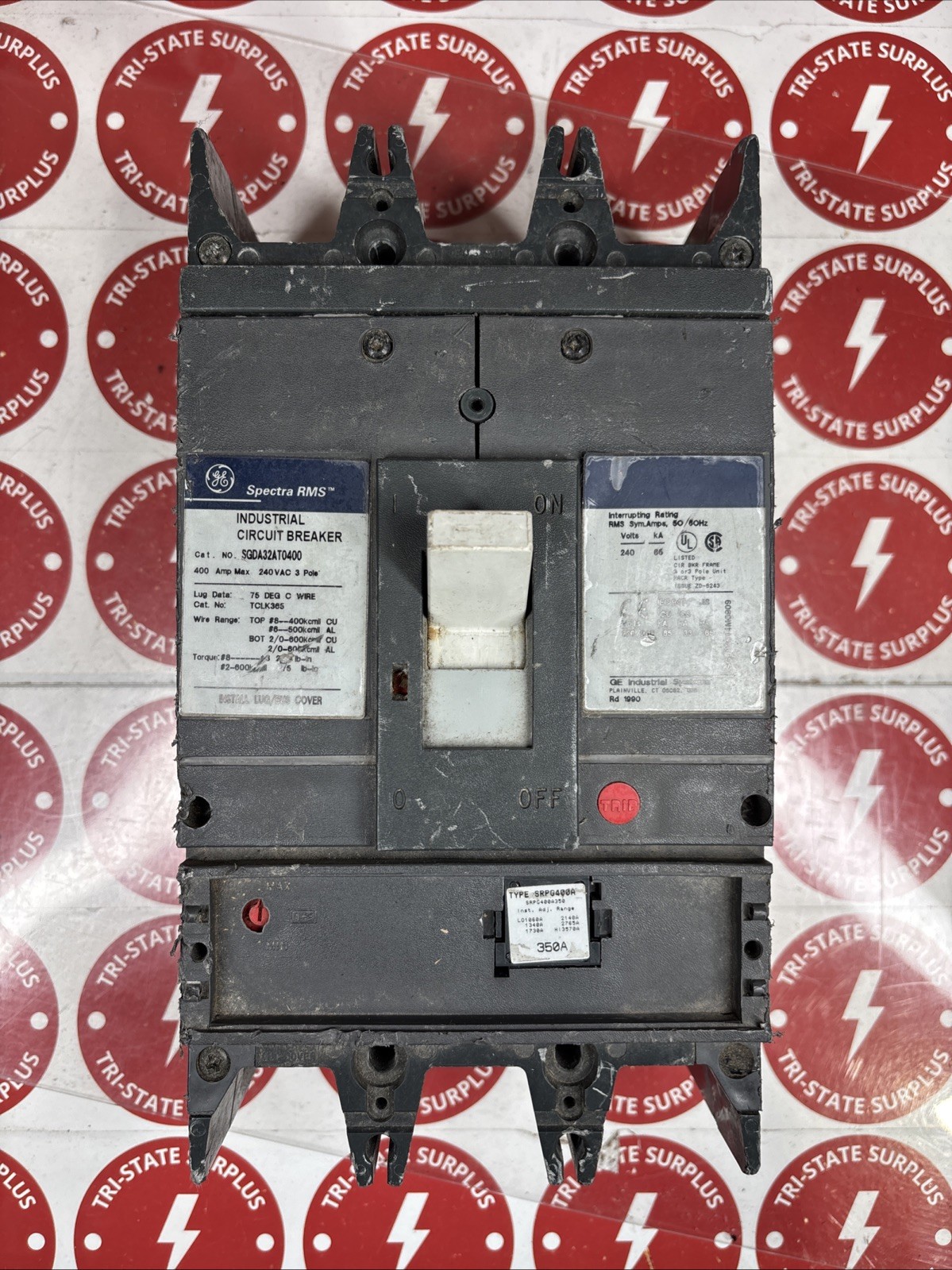 Used GE Spectra RMS SGDA32AT0400 Industrial Circuit Breaker 350A trip 🔴