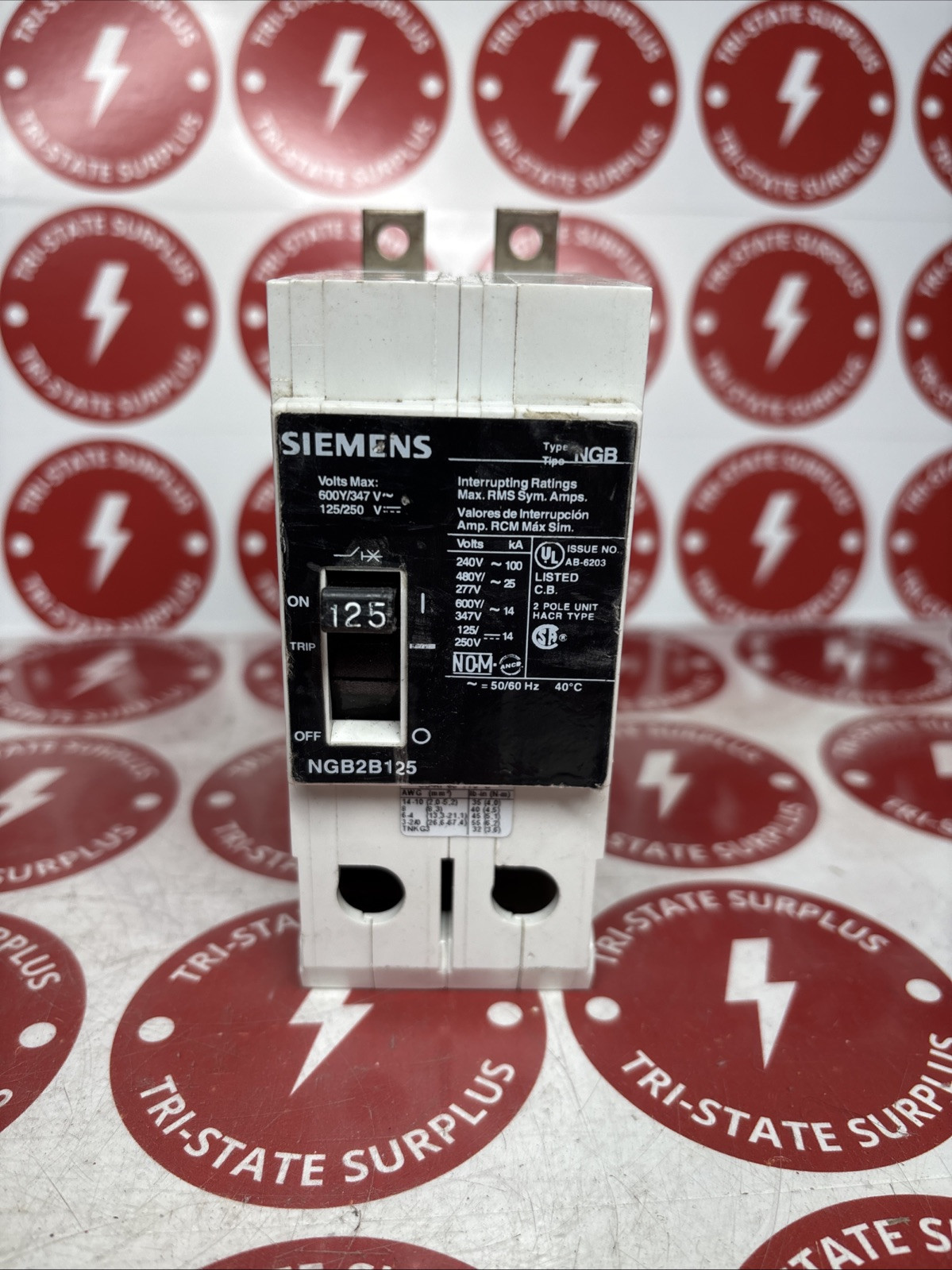 Used NEW Siemens Circuit Breaker NGB2B125 2 Pole 125 amp 50/60Hz 25kA @ 480/277VAC