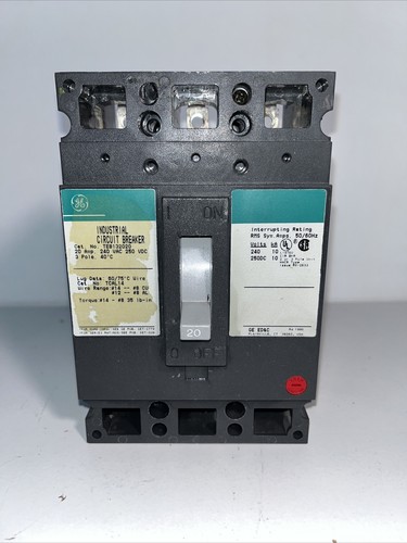 Used General Electric TEB132020WL Molded Case Circuit Breaker 20A 3pole