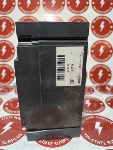 Used GE GENERAL ELECTRIC 20 AMP CIRCUIT BREAKER 480 VAC 250 VDC 3 POLE TED134020
