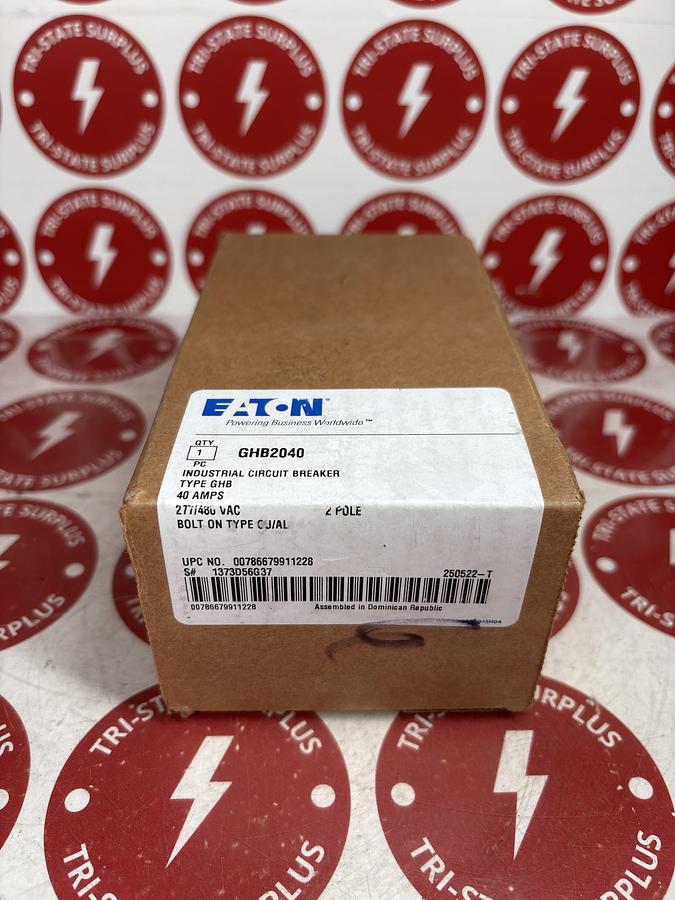 NEW Eaton GHB2040 Circuit Breaker 2 Pole 40 Amp 277/480 Volt 14kA@480V Bolt On